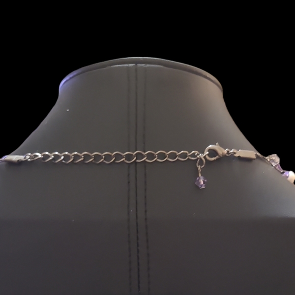 Purple Beaded Multi Strand Necklace 18" L6 - Picture 3 of 3